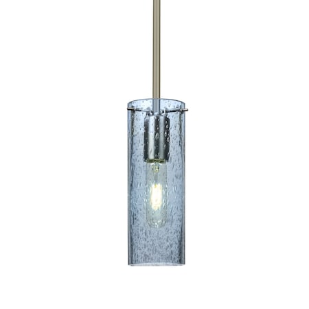 Besa Lighting Juni 10 Stem Pendant, Blue Bubble, Satin Nickel, 1x60W Incandescent 1TT-JUNI10BL-SN